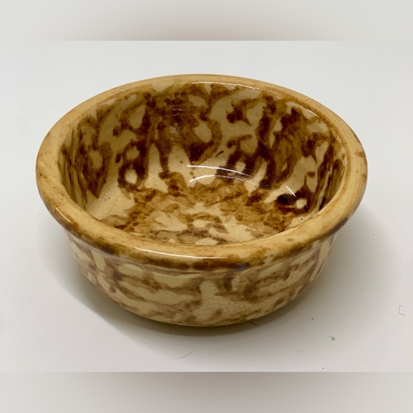 19th Century Antique American Rockingham Melt Glaze Spatter Spongeware Bowl - Picture 1 of 14